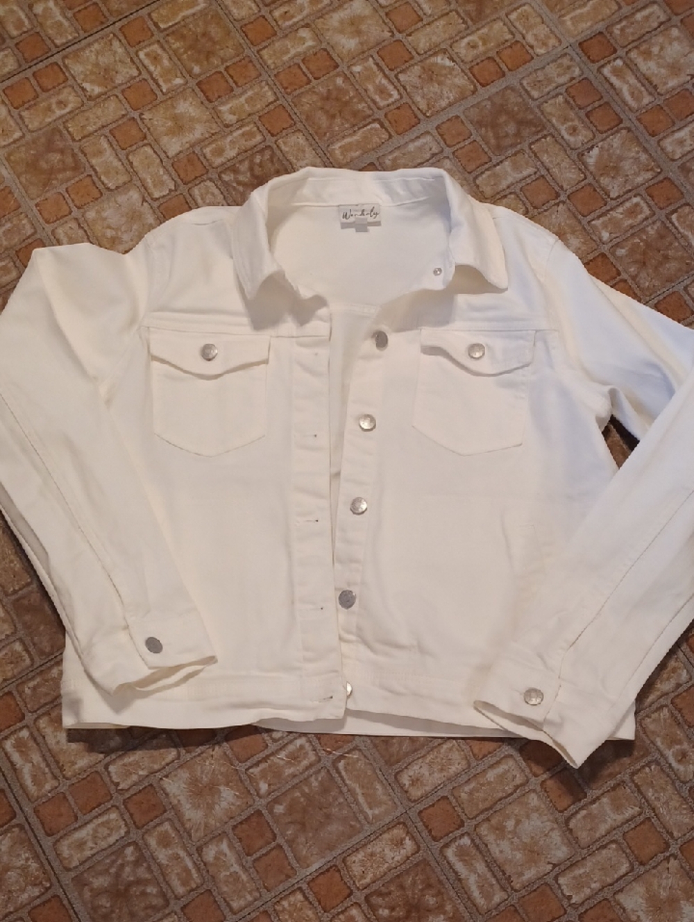 Wonderly White Denim Jean Jacket - Classic Button Front Size Medium¹1